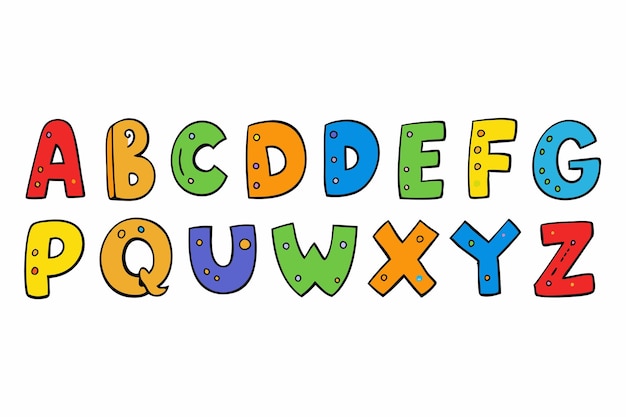 Alphabet et chiffres ABC et 123 dans des polices amusantes Illustration vectorielle Clipart de dessins animés