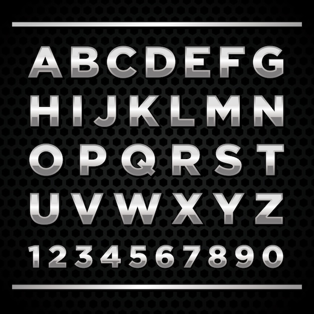 Vecteur alphabet chrome