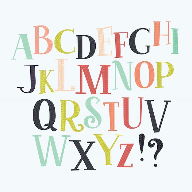 Alphabet Coloré Dans Un Style Vintage.