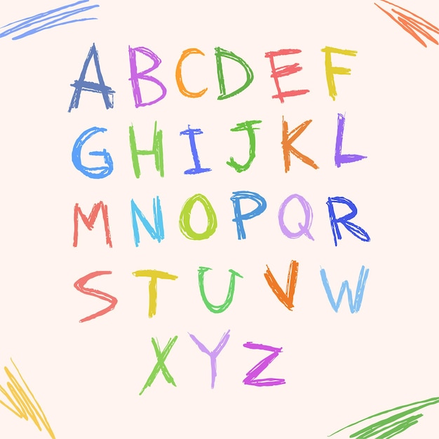 alphabet avec des crayons de couleur