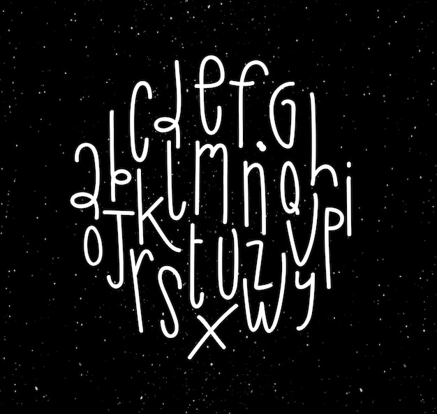 Alphabet Dans Un Style Moderne, Dessin Sur Fond Noir Sale