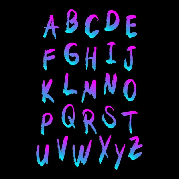 alphabet dégradé de vecteur libre ensemble de lettres lettres dessinées à la main