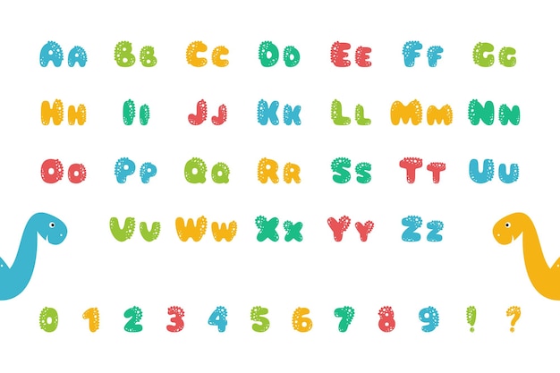 Alphabet De Dinosaure En Style Cartoon