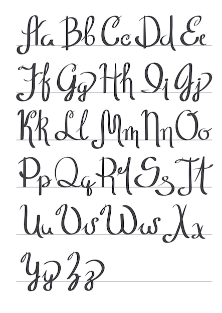 Alphabet écrivant des polices mignonnes Typographie dessinée à la main de vecteur pour les magazines de livres d'affiches