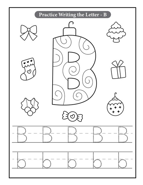 Vecteur alphabet fanny avec des pages à colorier de noël pour enfants