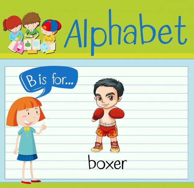 L'alphabet Flashcard B Est Pour Le Boxeur