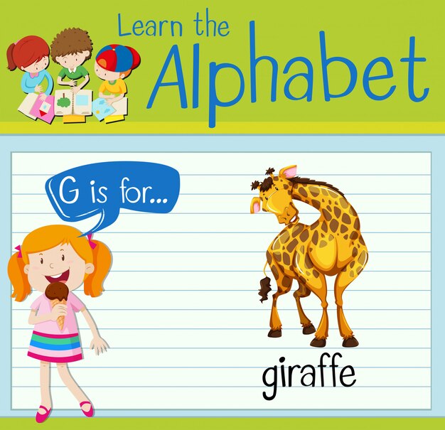 L'alphabet Flashcard G Est Pour La Girafe