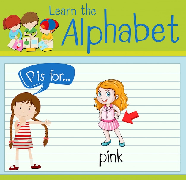 L'alphabet Flashcard P Est Pour Le Rose