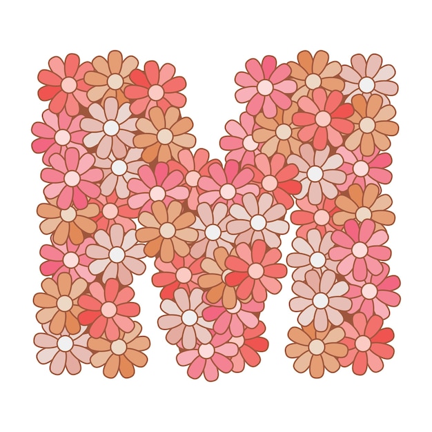 Alphabet De Fleurs Florales. Lettre M