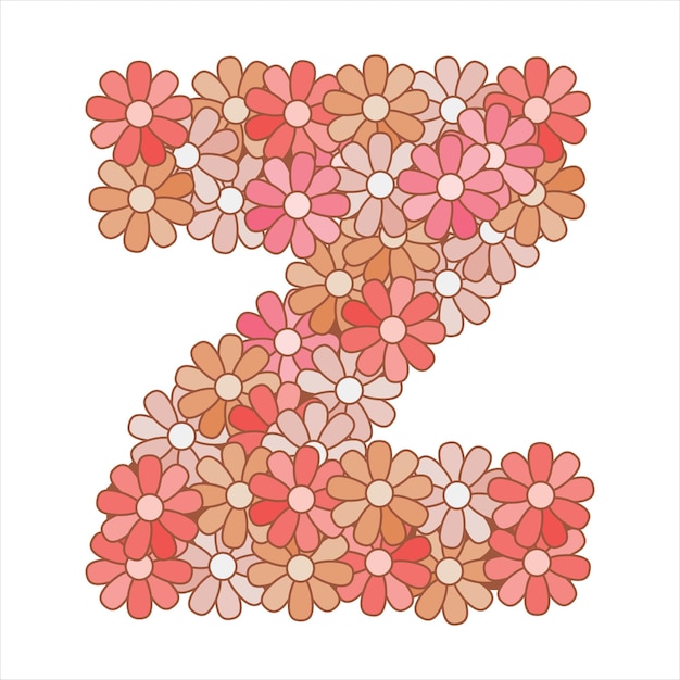 Alphabet De Fleurs Florales. Lettre Z