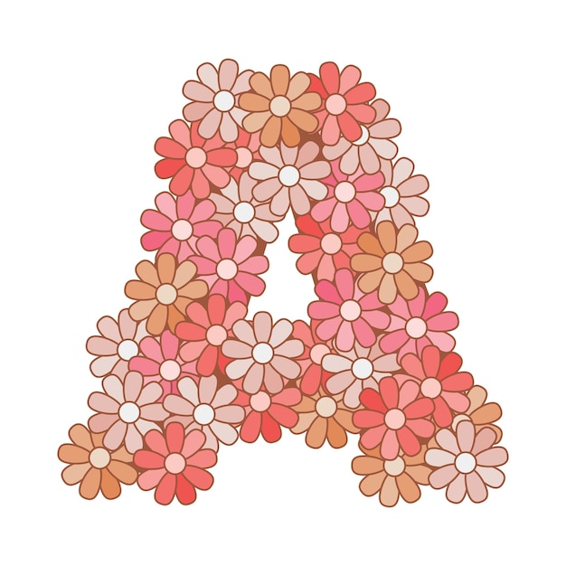 Alphabet de fleurs florales. lettre a