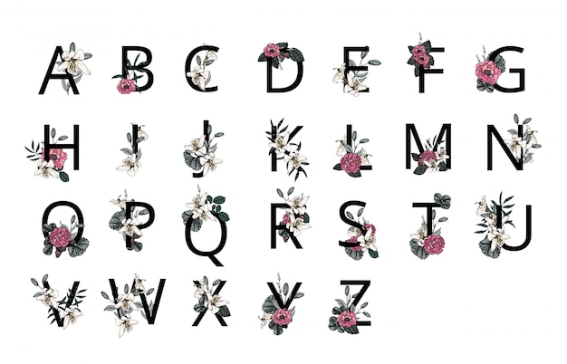 Vecteur alphabet floral fond illustration vecteur