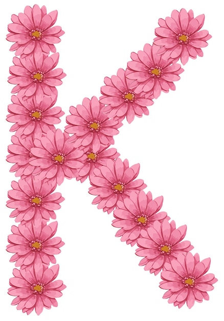 Alphabet floral police K Alphabet vecteur