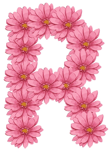 Alphabet floral police R Alphabet vecteur