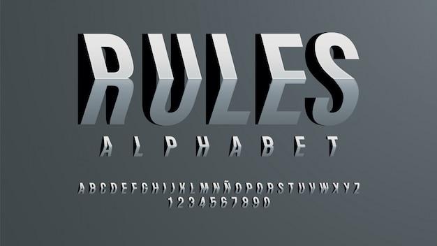 Alphabet futuriste avec effet dimensionnel