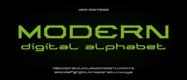 Alphabet futuriste moderne numérique sport avec modèle de style urbain