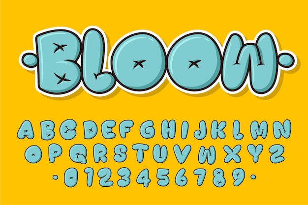 Vecteur alphabet graffiti bubble cute typography set concept cartoon icon vector