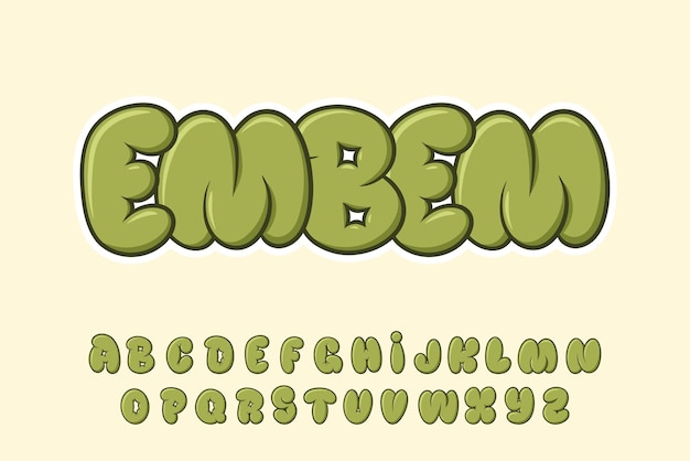 Alphabet Graffiti Fat Green Font Typeset Vector De Dessins Animés