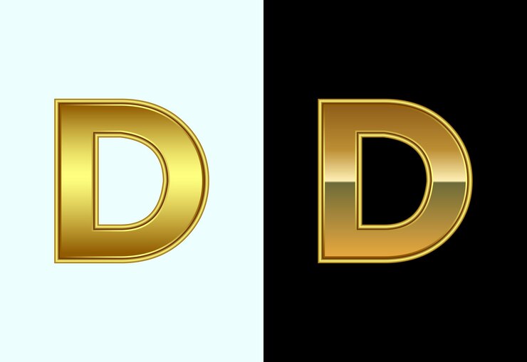 Vecteur l'alphabet initial d dans le style de couleur dorée symbole alphabétique graphique pour l'identité commerciale de l'entreprise