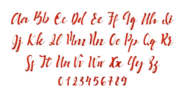 Alphabet latin rouge. Ruban de style de police de lettre