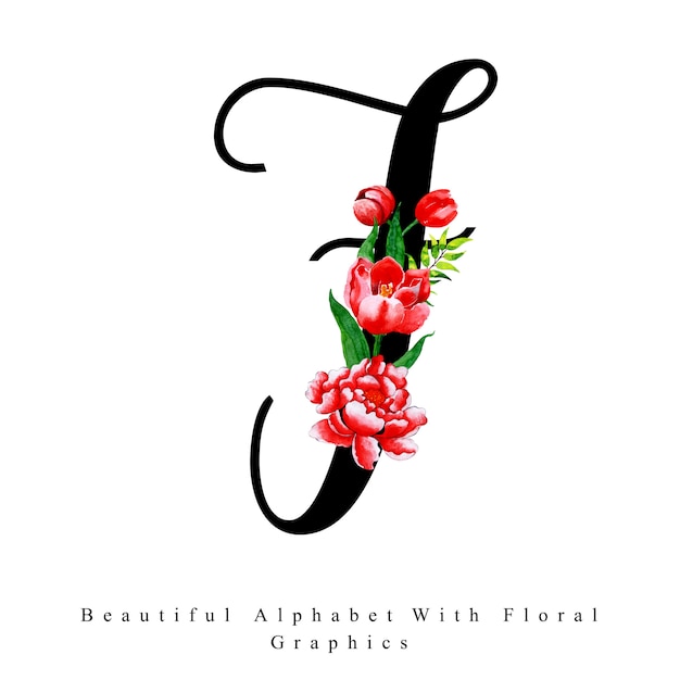 Alphabet Letter F Aquarelle Floral Background