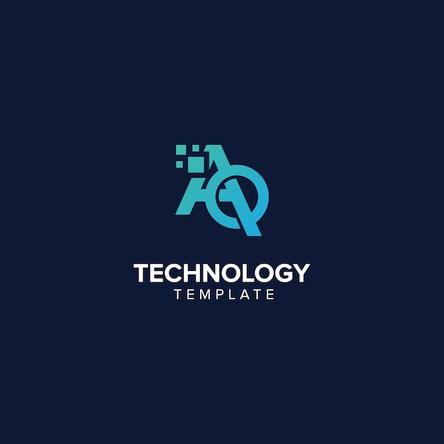 Alphabet Lettre AQ QA Technologie Logo Design Élément de pixel