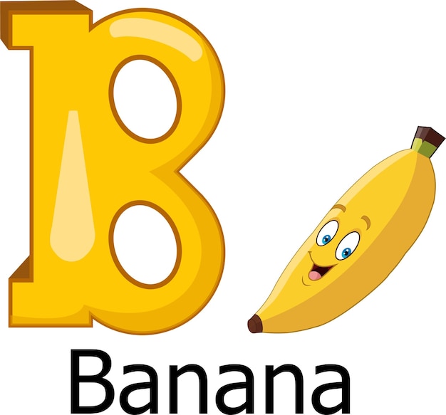 Vecteur alphabet avec lettre b image vectorielle banane anglaise
