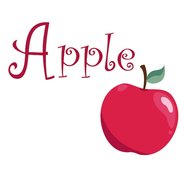 Alphabet A Lettre Mot Apple Illustration Vectorielle Graphique