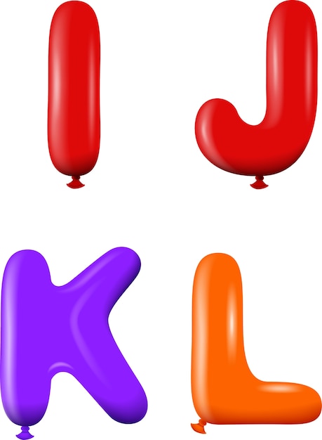 Alphabet lettres IJKL couleurs