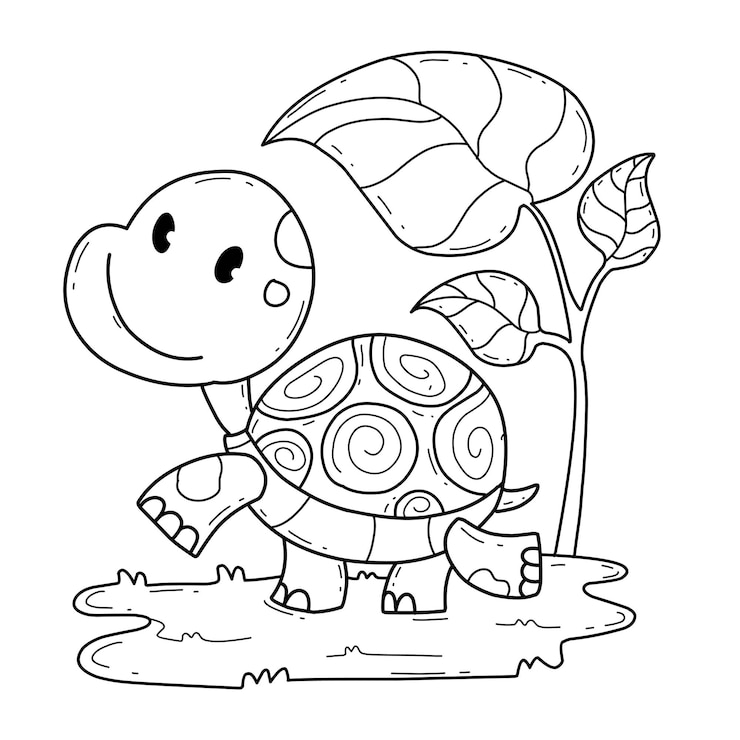 Vecteur alphabet de livre à colorier animaux isolé sur fond blanc tortue de dessin animé de vecteur