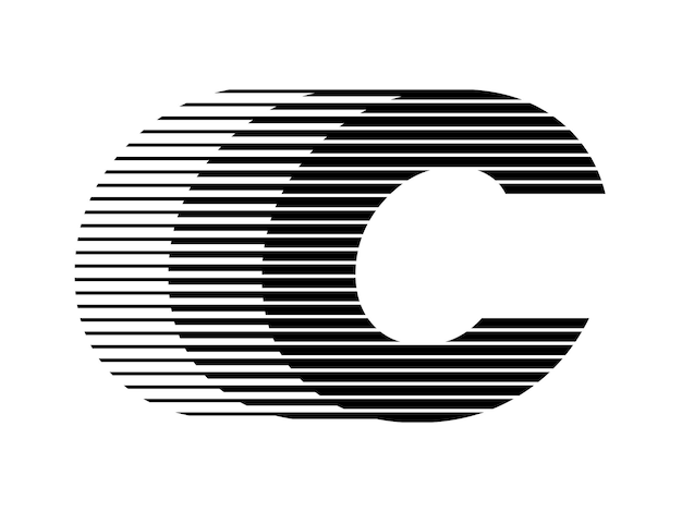 C alphabet logo ligne vitesse abstrait illusion optique bande symbole demi-tone icône illustration vectorielle