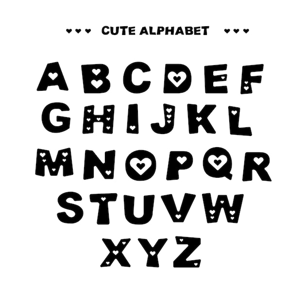 Alphabet Mignon Pour Les Titres Avec Des Coeurs