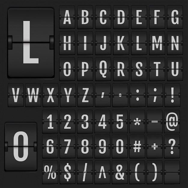 Alphabet Et Numéros De Flip Réaliste.