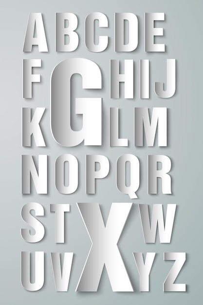 Vecteur alphabet en papier sur blanc