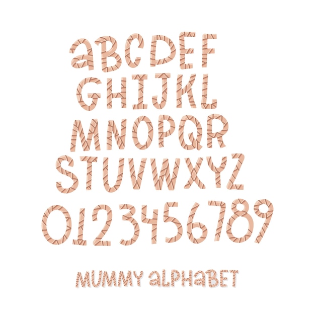 Alphabet De Police De Momie Mignon Fait De Bandages Monstre Lettre Zombie De Latin Abc Ancien Type égyptien L ...