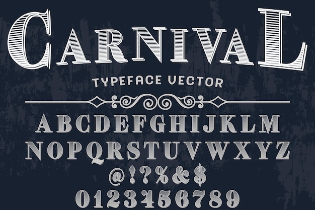 Vecteur alphabet de polices script typeface carnaval manuscrit artisanal
