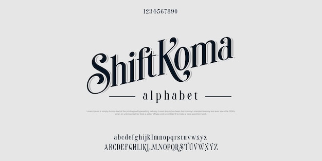 Vecteur alphabet de polices shiftkoma polices serif de script de groupe de polices personnalisées