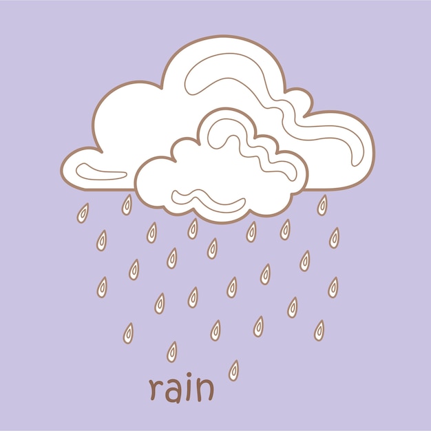 Alphabet R For Rain Vocabulary School Student Reading Leson Digital Stamp Outline Cartoon