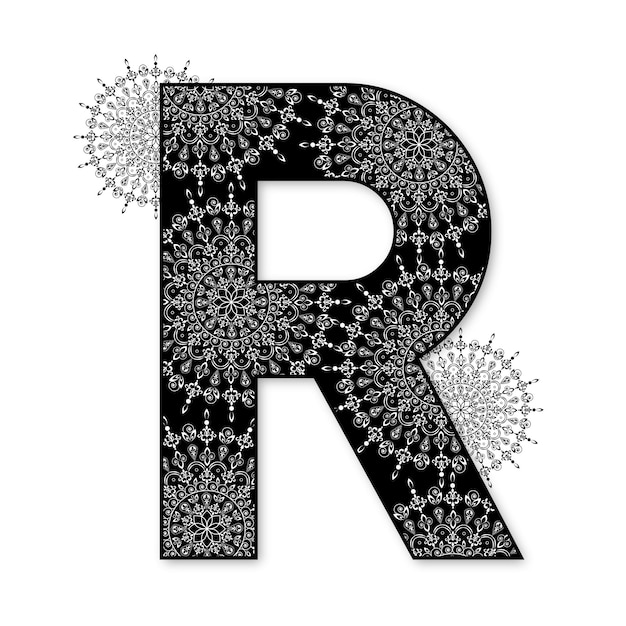 Alphabet R Mandala Design Lettre Bannière Modèle Décoration
