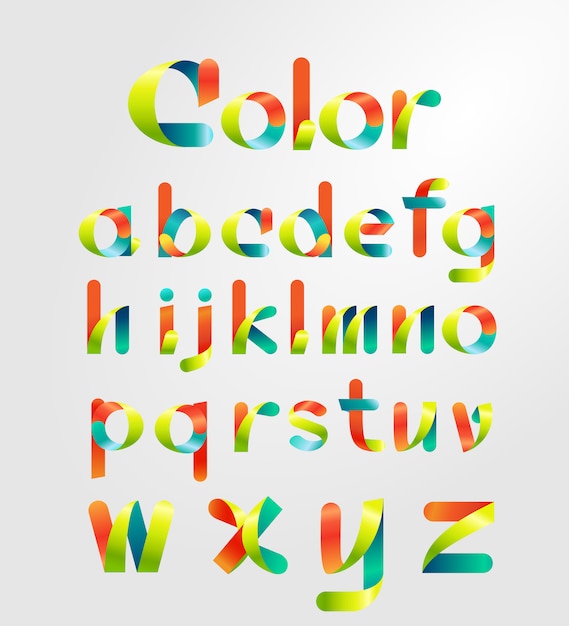 Alphabet ruban et police colorée