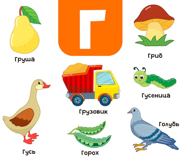 Alphabet Russe. écrit En Alphabet Russe Russe. écrit En Anglais Hélicoptère, Chameau, Cerise,