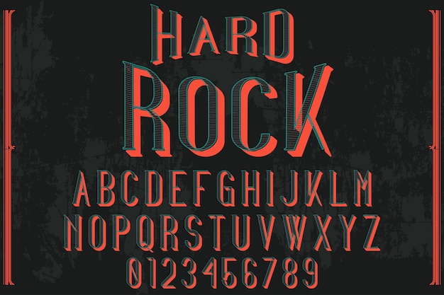 Alphabet Shadow Effect étiquette Design Hard Rock