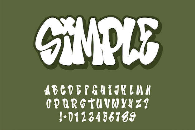 Alphabet simple graffiti type vecteur de dessin animé