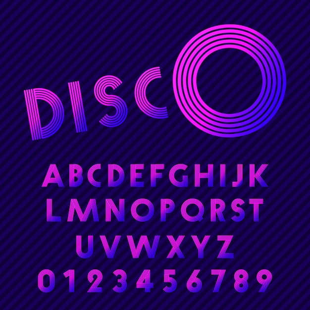 Alphabet De Style Disco, Polices De La Discothèque Rétro