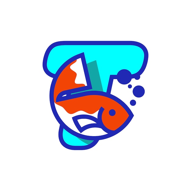 Vecteur alphabet t poisson logo