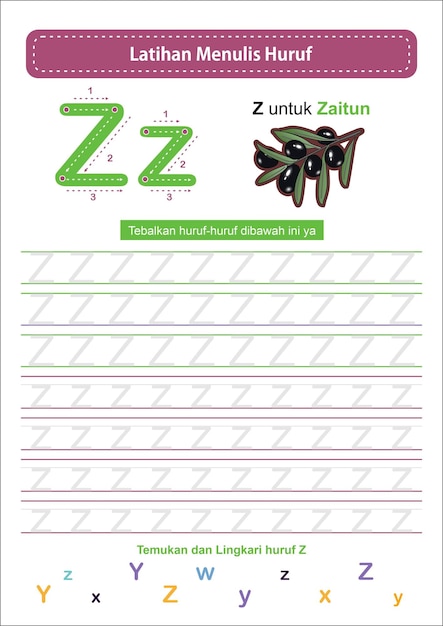 Vecteur alphabet traçant z - version indonésie