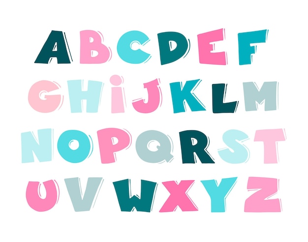 Alphabet De Vecteur De Dessin Animé Pour Les Enfants.