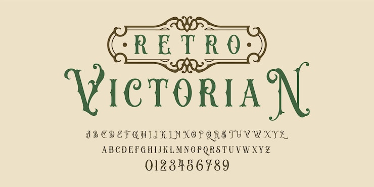 Vecteur alphabet vintage et nombre avec composition de texte