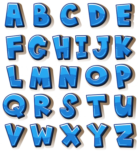 Alphabets Anglais En Blocs Bleus