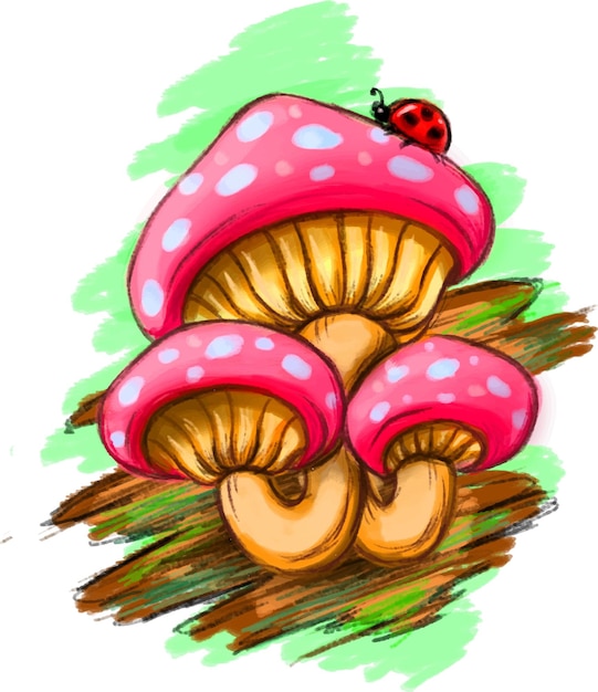 Amanite tue-mouche champignon dessin vectoriel dessin animé